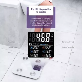 TrueLife FitShape S6 BT - Bioelektrická impedanční bluetooth váha - bílá