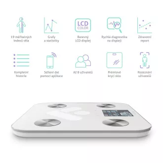 TrueLife FitShape S6 BT - Bioelektrická impedanční bluetooth váha - bílá