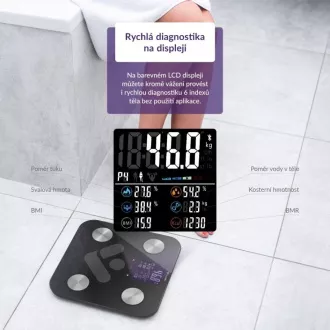 TrueLife FitShape S6 BT - Bioelektrická impedanční bluetooth váha - černá