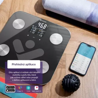 TrueLife FitShape S6 BT - Bioelektrická impedanční bluetooth váha - černá