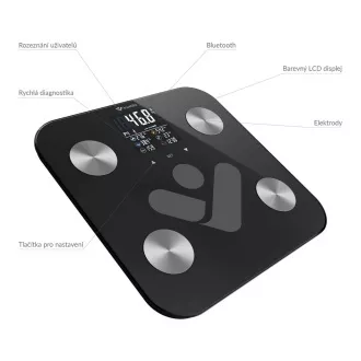 TrueLife FitShape S6 BT - Bioelektrická impedanční bluetooth váha - černá