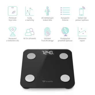 TrueLife FitScale W1 BT Black - bioelektrická impedanční bluetooth váha