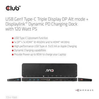 Club3D Dokovací stanice USB-C 12v1, 1xDP, 2xHDMI, 1xUSB-C, 5xUSB, 1xRJ45, 1x3.5mm, čtečka SD karet, černá Club3D Dokovací stanice USB-C 12v1, 1xDP, 2xHDMI, 1xUSB-C, 5xUSB, 1xRJ45, 1x3.5mm, čtečka SD karet, černá