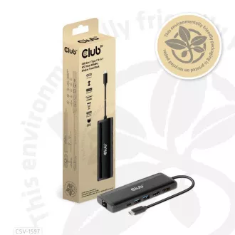 Club 3D Dokovací stanice USB-C 8v1, 1xDP, 1xHDMI, 1xUSB-C PD100W, 2xUSB, čtečka SD karet, šedá