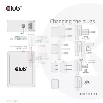 Club3D cestovní nabíječka 140W GaN technologie, 3xUSB-C, 1xUSB-A, PPS + PD 3.1 Support