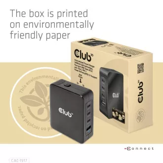 Club3D cestovní nabíječka 140W GaN technologie, 3xUSB-C, 1xUSB-A, PPS + PD 3.1 Support