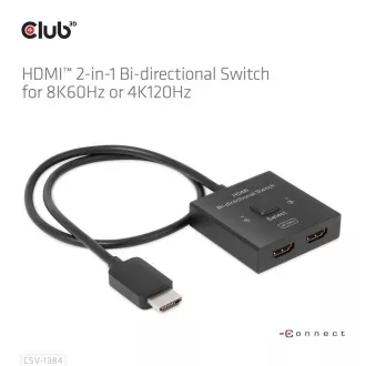 Club3D Switch, HDMI na 2xHDMI Oboustranný 2v1, 8K60Hz, 4K120Hz