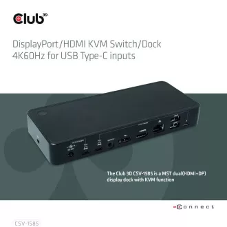 Club3D Dokovací stanice USB-C 10v1, 1xDP, 1xHDMI, 3xUSB-C, 3xUSB, 1xRJ45, 1x3.5mm, černá