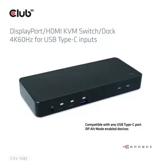 Club3D Dokovací stanice USB-C 10v1, 1xDP, 1xHDMI, 3xUSB-C, 3xUSB, 1xRJ45, 1x3.5mm, černá