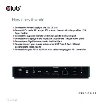 Club3D Dokovací stanice USB-C 10v1, 1xDP, 1xHDMI, 3xUSB-C, 3xUSB, 1xRJ45, 1x3.5mm, černá