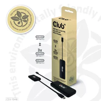Club3D hub 1xUSB-C na 4xUSB-C, 10Gbps port, PD 3.0
