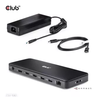 Club3D Dokovací stanice USB-C 12v1, 1xDP, 1xHDMI, 2xUSB-C, 4xUSB, 1xRJ45, černá
