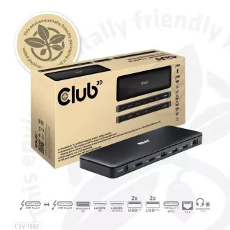 Club3D Dokovací stanice USB-C 12v1, 1xDP, 1xHDMI, 2xUSB-C, 4xUSB, 1xRJ45, černá
