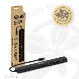 Club3D Dokovací stanice USB-C 10v1, 140W PD, 1xHDMI, 3xUSB-C, 3xUSB, 1xRJ45, černá