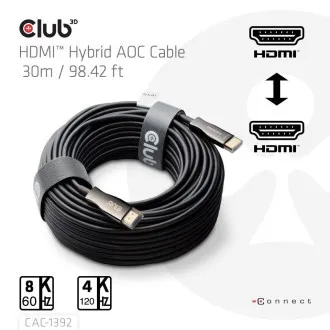 Club3D Kabel aktivní hybridní optický HDMI 2.1 8K60Hz/4K120Hz, (M/M), 30m Club3D Kabel aktivní hybridní optický HDMI 2.1 8K60Hz/4K120Hz, (M/M), 30m