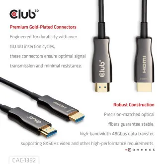 Club3D Kabel aktivní hybridní optický HDMI 2.1 8K60Hz/4K120Hz, (M/M), 30m Club3D Kabel aktivní hybridní optický HDMI 2.1 8K60Hz/4K120Hz, (M/M), 30m