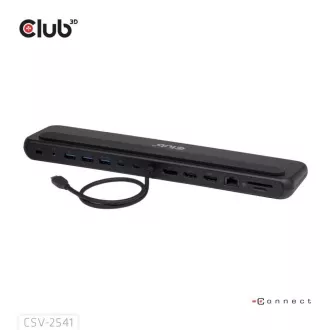 Club3D Dokovací stanice USB-C 12v1, 2xHDMI, 1xDP, 2xUSB-C, 3xUSB, 1xRJ45, 1x3.5mm, černá