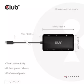 Club3D Dokovací stanice USB-C 9v1, 2xHDMI, 1xUSB-C, 1xUSB-C PD, 2xUSB, 1xRJ45, microSD/SD, černá