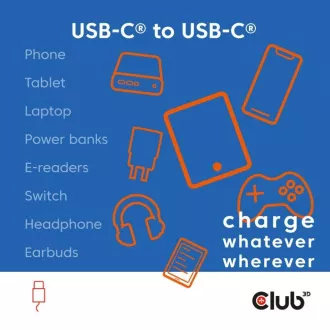 Club3D Kabel magnetický USB-C, 240W PD3.1, 480 Mbps, 2m, bílá
