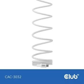 Club3D Kabel magnetický USB-C, 240W PD3.1, 480 Mbps, 2m, bílá