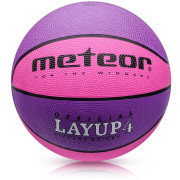 Basketbalový míč METEOR LAYUP vel.4, růžovo-fialový