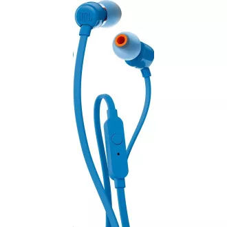 JBL T110 Black špuntová sluchátka, 3, 5 mm jack, mikrofon, modrá