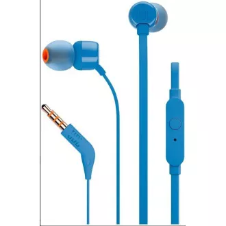 JBL T110 Black špuntová sluchátka, 3, 5 mm jack, mikrofon, modrá