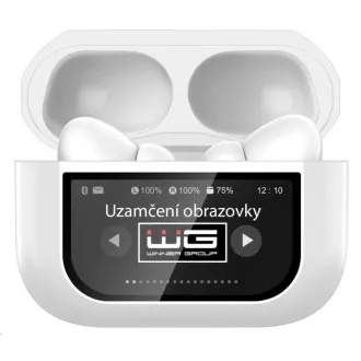 WG - Bluetooth sluchátka WG AirFlex 9 s displejem, Avatar, ANC, bílá