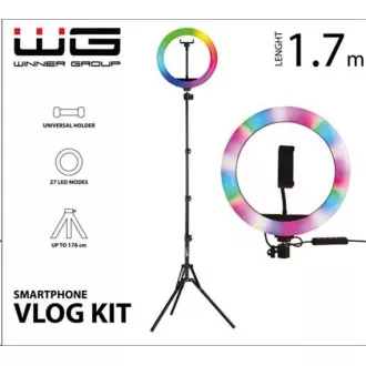 WG - Vlog Kit základní sada pro natáčení video blogů, s RGB LED světlem a tripodem 1, 7 metru
