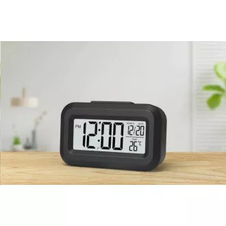 WG - Budík s vnitřním teploměrem WG DigiTherm Alarm, černá