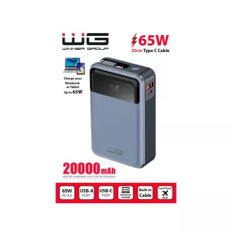 WG - Power Bank 20000 mAh, USB-C PD 65W, černá