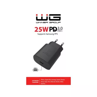 WG - Síťová nabíječka 1x USB-C, PD PPS 25W, černá
