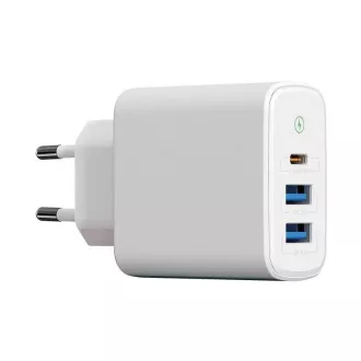 WG - Síťová nabíječka 3x USB, 1x USB-A QC 3.0 + 1x USB-A QC 3.0 + 1x USB-C PD 3.0, bílá