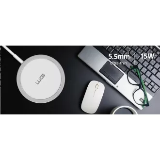 WG - Bezdrátová nabíječka FAST MAGNET 15W, kulatá, bílá