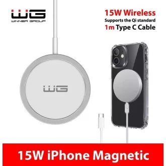 WG - Bezdrátová nabíječka FAST MAGNET 15W, kulatá, bílá