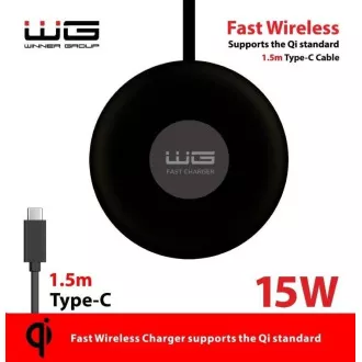 WG - Bezdrátová nabíječka stolní FAST 15W, kulatá stolní, černá WG - Bezdrátová nabíječka stolní FAST 15W, kulatá stolní, černá