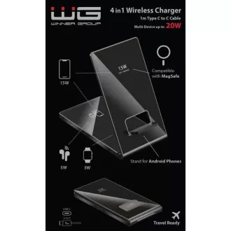 WG - Bezdrátová nabíječka WG36, 4v1 FAST MAGNET, 2x 15W+5W+3W, černá