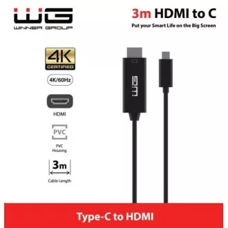 WG - Datový kabel Type-C na HDMI, 3 metry, 4K, černá