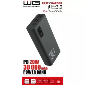 WG - Power Bank 30000 mAh, USB-C PD 20W, černá