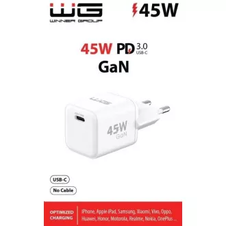 WG - Síťová nabíječka GaN 1x USB-C, PD PPS 45W, bílá