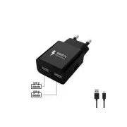 WG - Síťová nabíječka 2x USB-A 2, 4A, Smart IC + kabel USB-A na Micro USB, black