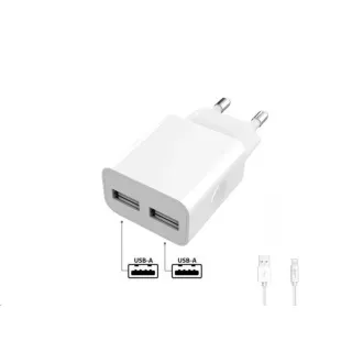 WG - Síťová nabíječka 2x USB-A 2, 4A, Smart IC + kabel USB-A na Lightning, white