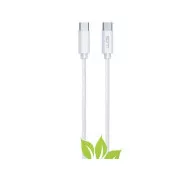 WG - Datový kabel Type-C (male) to Type-C (male) / 2m / 3A / cotton braided ECO / white