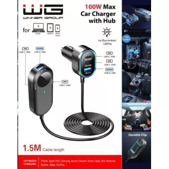 WG - Autonabíječka rozbočovač / 100W / 6 USB ports / 2x USB-A + 4x USB-C / s prodloužením