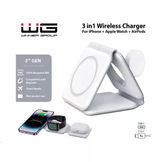 WG - Bezdrátová nabíječka WGMaxFlex 3in1 / Skládací / 15W+5W+2.5W / WG 42 / white