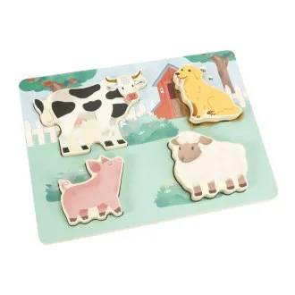 Dřevěné dotykové vkládací puzzle pro děti - Farma