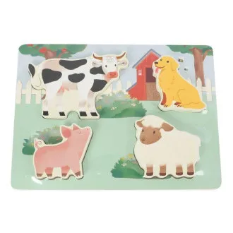 Dřevěné dotykové vkládací puzzle pro děti - Farma