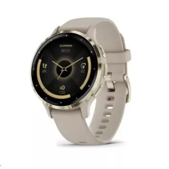 Garmin Venu® 3S, Nerezová luneta Soft Gold, pouzdro French Gray, silikonový řemínek Garmin Venu® 3S, Nerezová luneta Soft Gold, pouzdro French Gray, silikonový řemínek