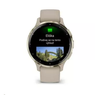 Garmin Venu® 3S, Nerezová luneta Soft Gold, pouzdro French Gray, silikonový řemínek Garmin Venu® 3S, Nerezová luneta Soft Gold, pouzdro French Gray, silikonový řemínek