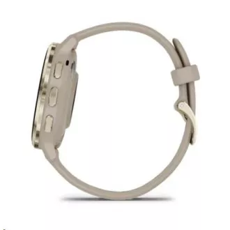 Garmin Venu® 3S, Nerezová luneta Soft Gold, pouzdro French Gray, silikonový řemínek Garmin Venu® 3S, Nerezová luneta Soft Gold, pouzdro French Gray, silikonový řemínek